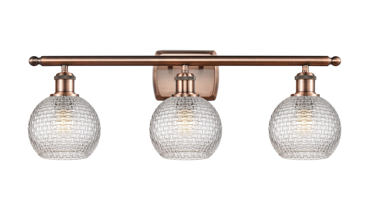 Innovations 516-3W-AC-G122C-6CL Three Light Bath Vanity, Antique Copper