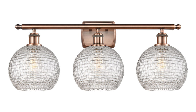 Innovations 516-3W-AC-G122C-8CL Three Light Bath Vanity, Antique Copper