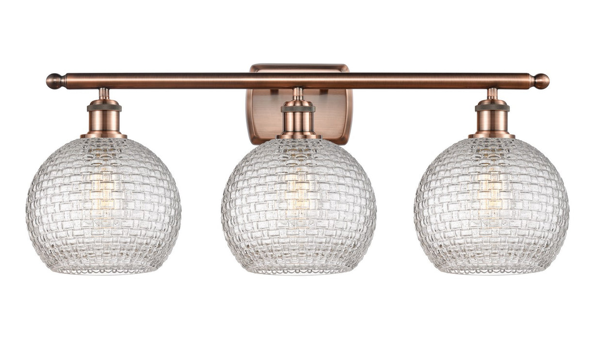 Innovations 516-3W-AC-G122C-8CL Three Light Bath Vanity, Antique Copper