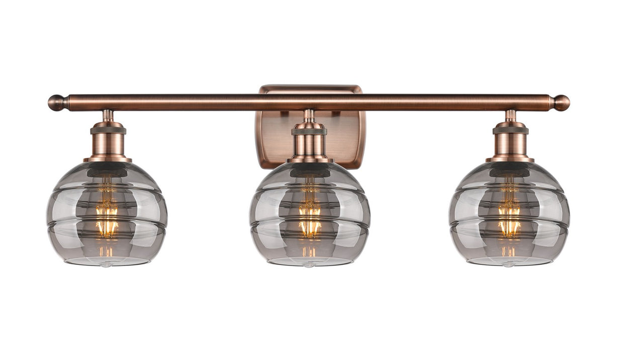 Innovations 516-3W-AC-G556-6SM Three Light Bath Vanity, Antique Copper