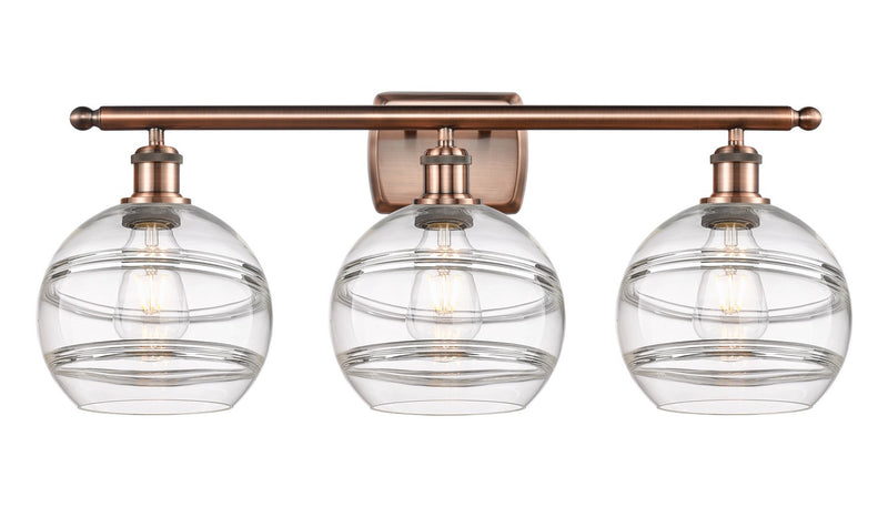 Innovations 516-3W-AC-G556-8CL Three Light Bath Vanity, Antique Copper