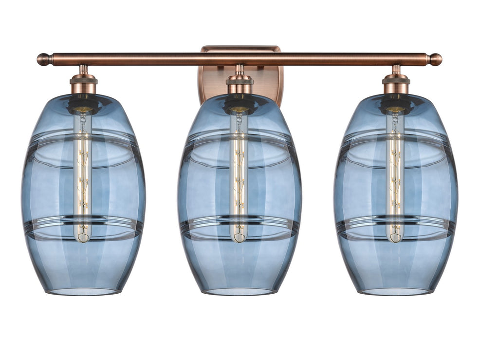 Innovations 516-3W-AC-G557-8BL Three Light Bath Vanity, Antique Copper