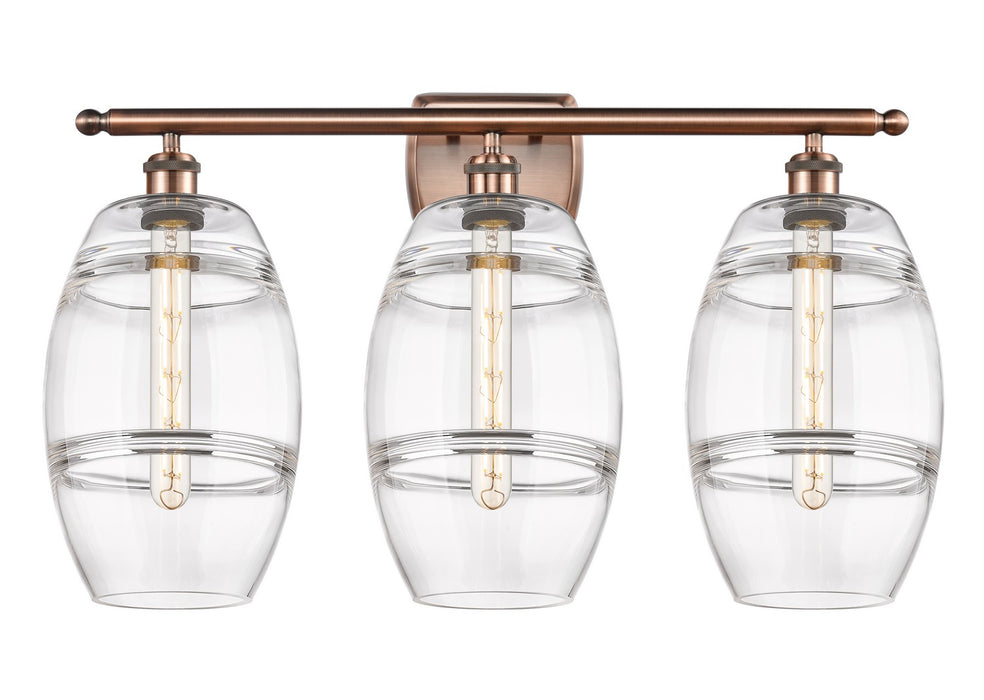 Innovations 516-3W-AC-G557-8CL Three Light Bath Vanity, Antique Copper