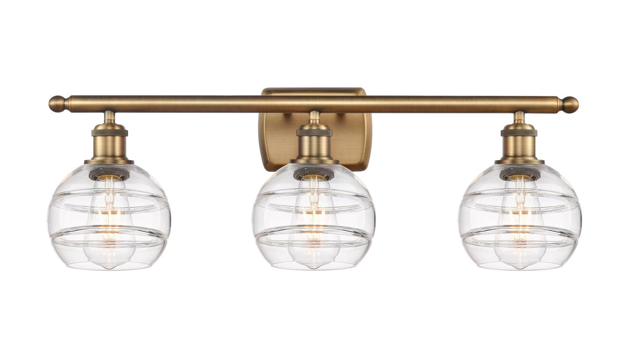 Innovations 516-3W-BB-G556-6CL Three Light Bath Vanity, Brushed Brass