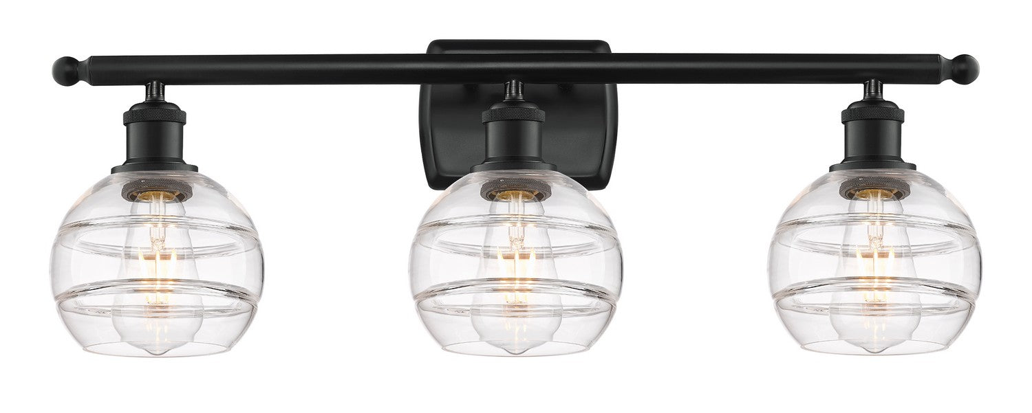 Innovations 516-3W-BK-G556-6CL Three Light Bath Vanity, Matte Black