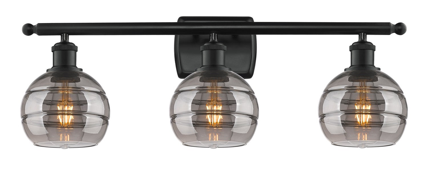 Innovations 516-3W-BK-G556-6SM Three Light Bath Vanity, Matte Black