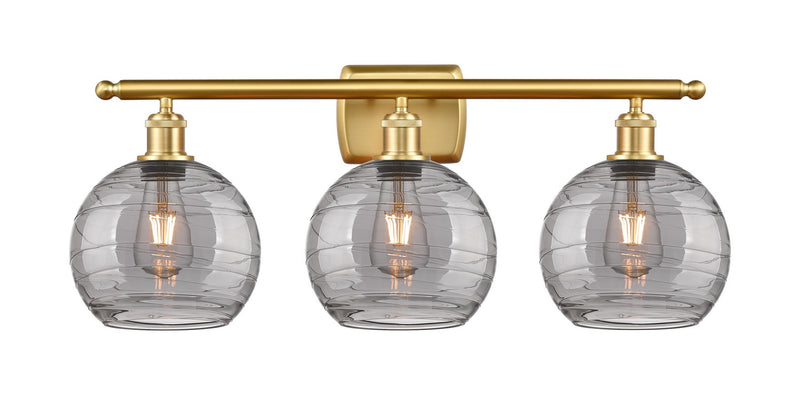 Innovations 516-3W-SG-G1213-8SM Three Light Bath Vanity, Satin Gold