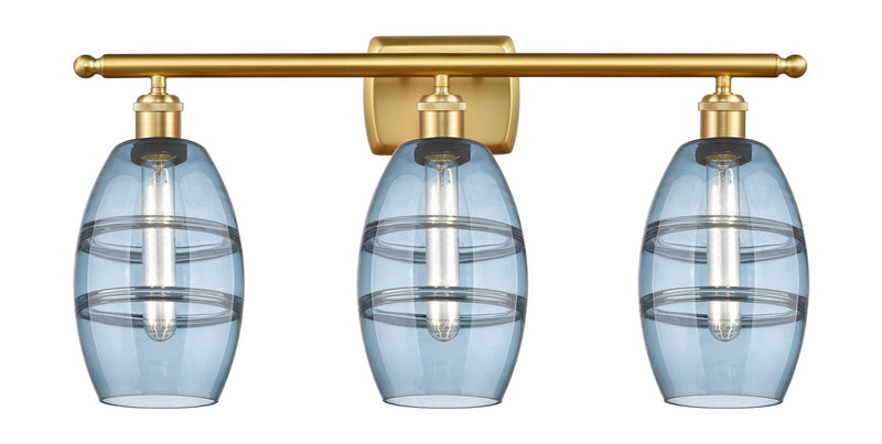 Innovations 516-3W-SG-G557-6BL Three Light Bath Vanity, Satin Gold