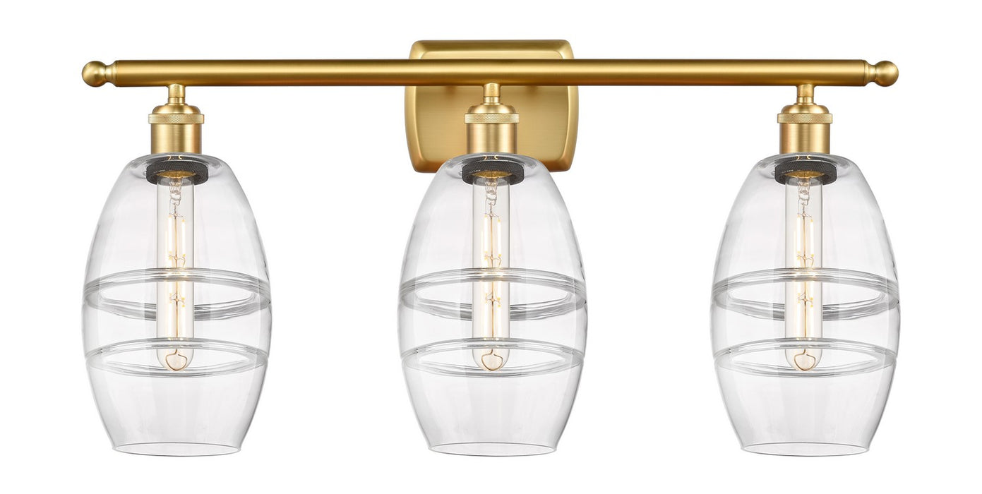 Innovations 516-3W-SG-G557-6CL Three Light Bath Vanity, Satin Gold