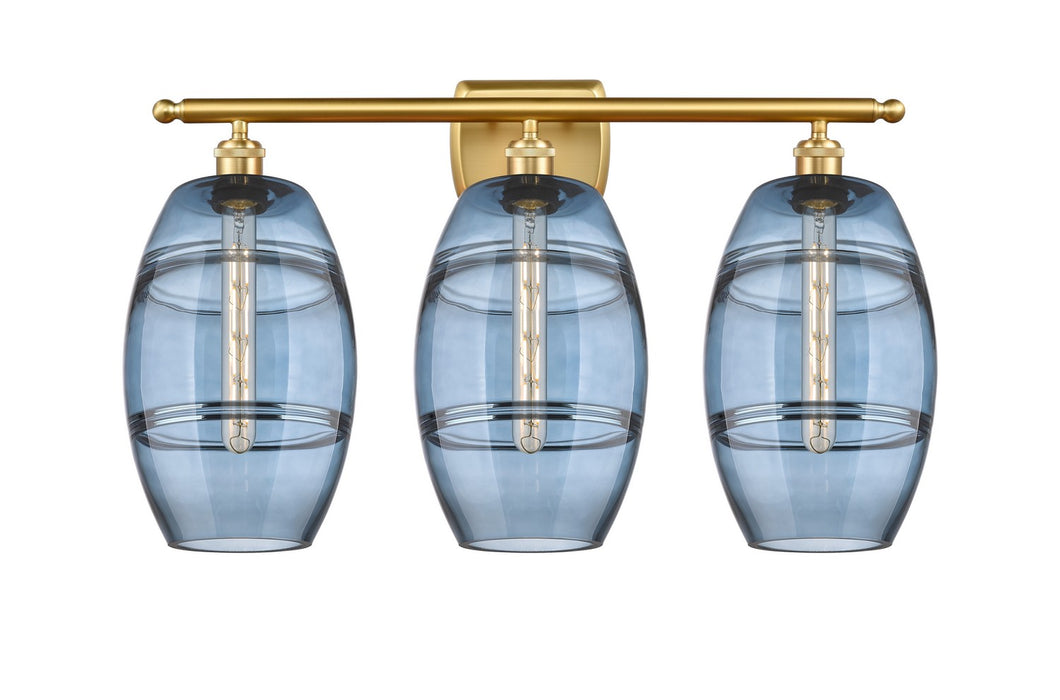 Innovations 516-3W-SG-G557-8BL Three Light Bath Vanity, Satin Gold