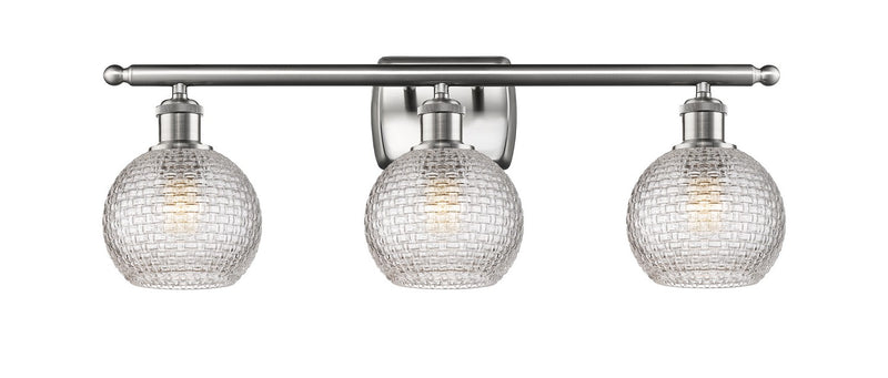 Innovations 516-3W-SN-G122C-6CL Three Light Bath Vanity, Brushed Satin Nickel