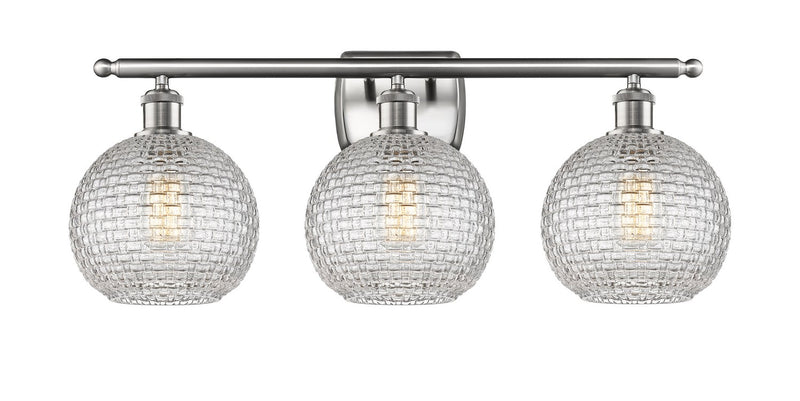 Innovations 516-3W-SN-G122C-8CL Three Light Bath Vanity, Brushed Satin Nickel
