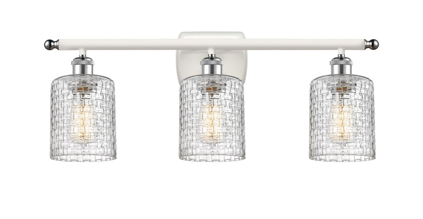 Innovations 516-3W-WPC-G112C-5CL Three Light Bath Vanity, White Polished Chrome