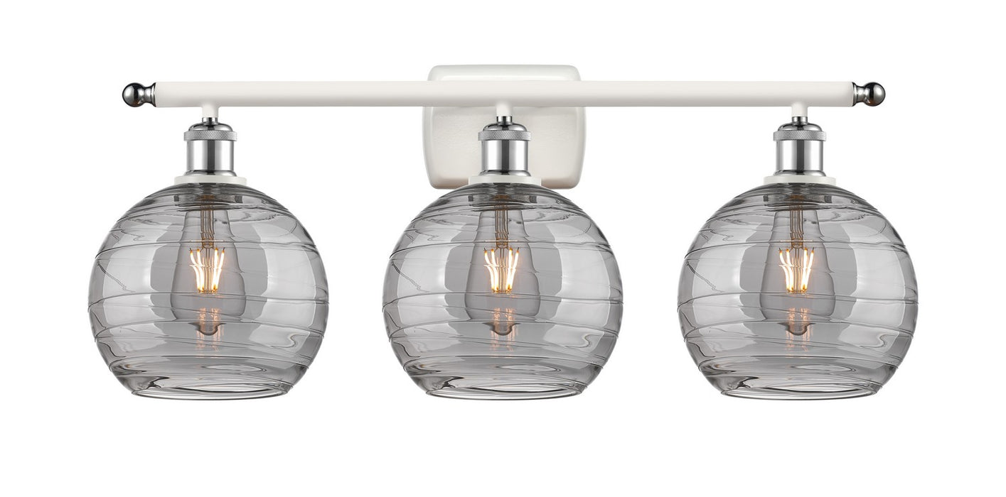 Innovations 516-3W-WPC-G1213-8SM Three Light Bath Vanity, White Polished Chrome