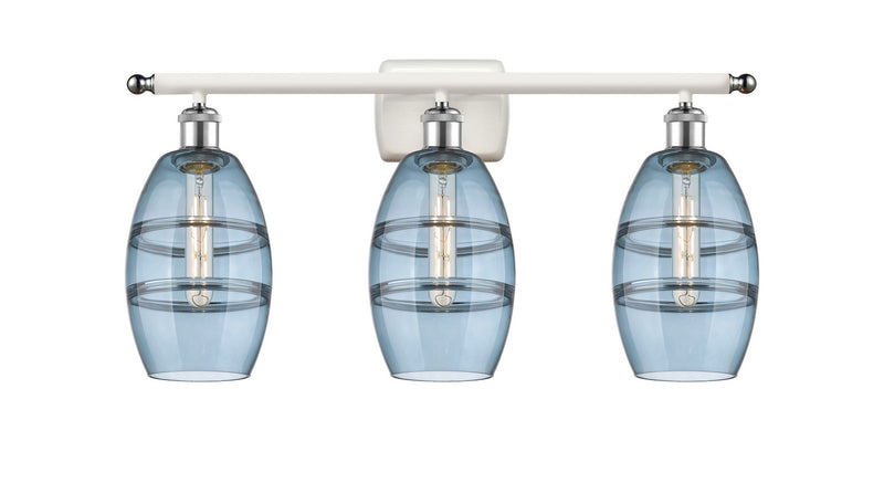 Innovations 516-3W-WPC-G557-6BL Three Light Bath Vanity, White Polished Chrome