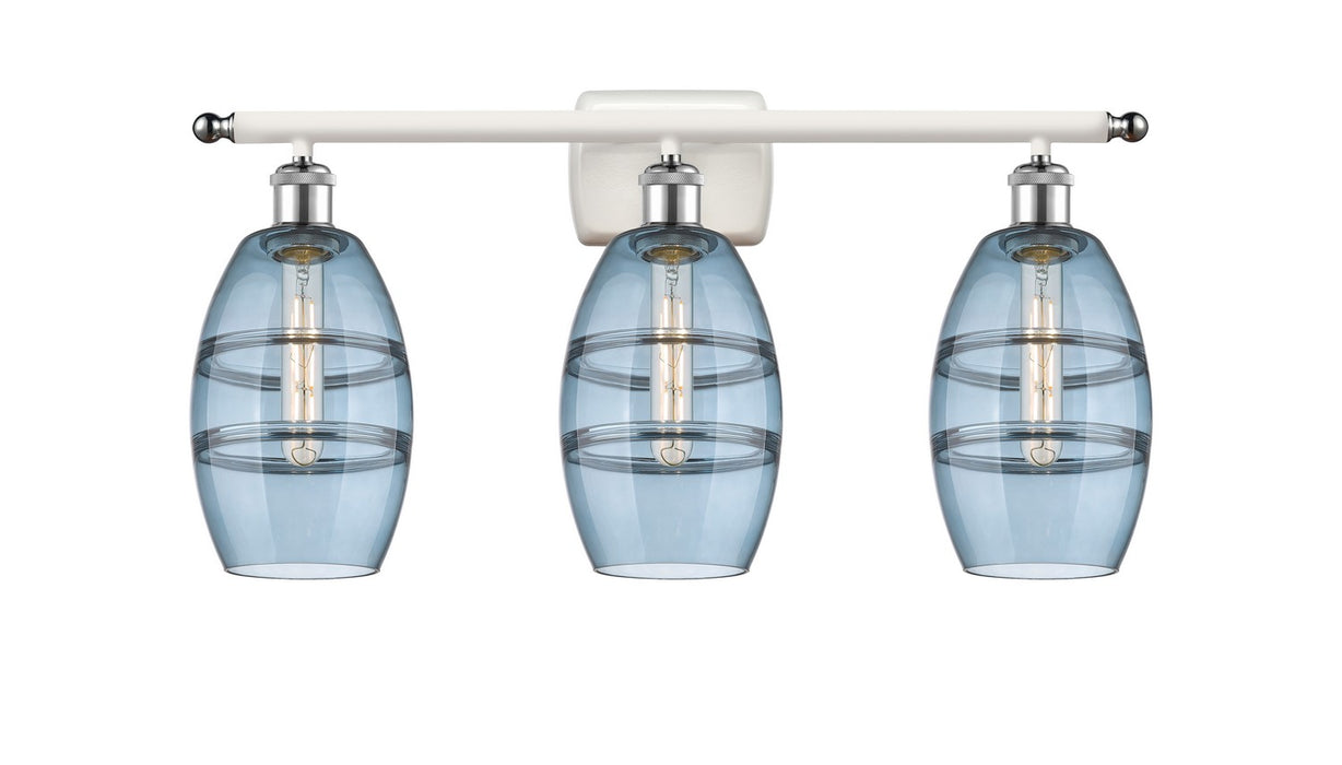 Innovations 516-3W-WPC-G557-6BL Three Light Bath Vanity, White Polished Chrome