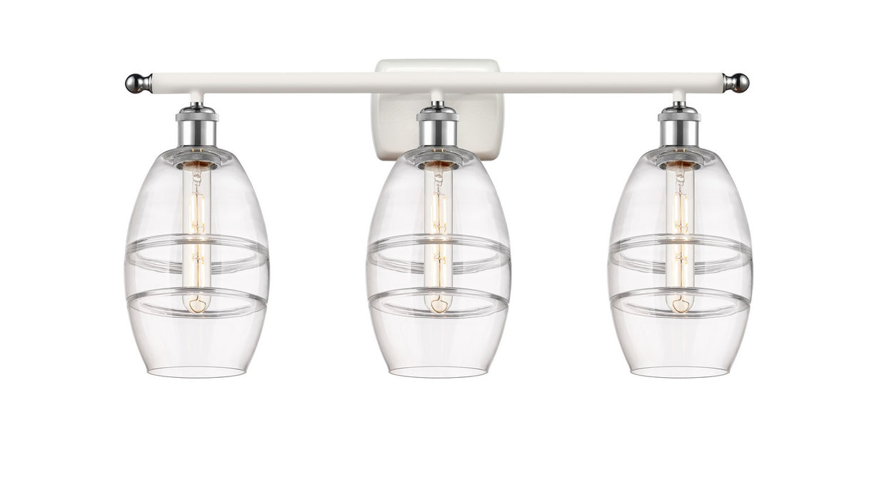 Innovations 516-3W-WPC-G557-6CL Three Light Bath Vanity, White Polished Chrome