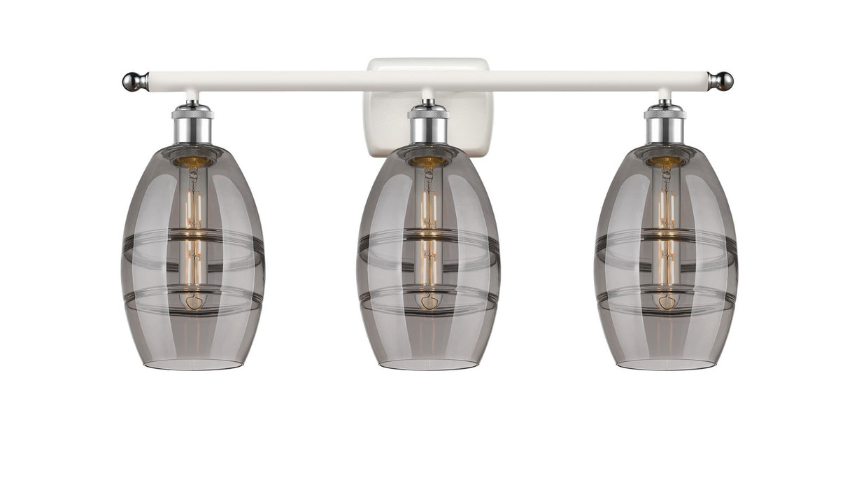 Innovations 516-3W-WPC-G557-6SM Three Light Bath Vanity, White Polished Chrome