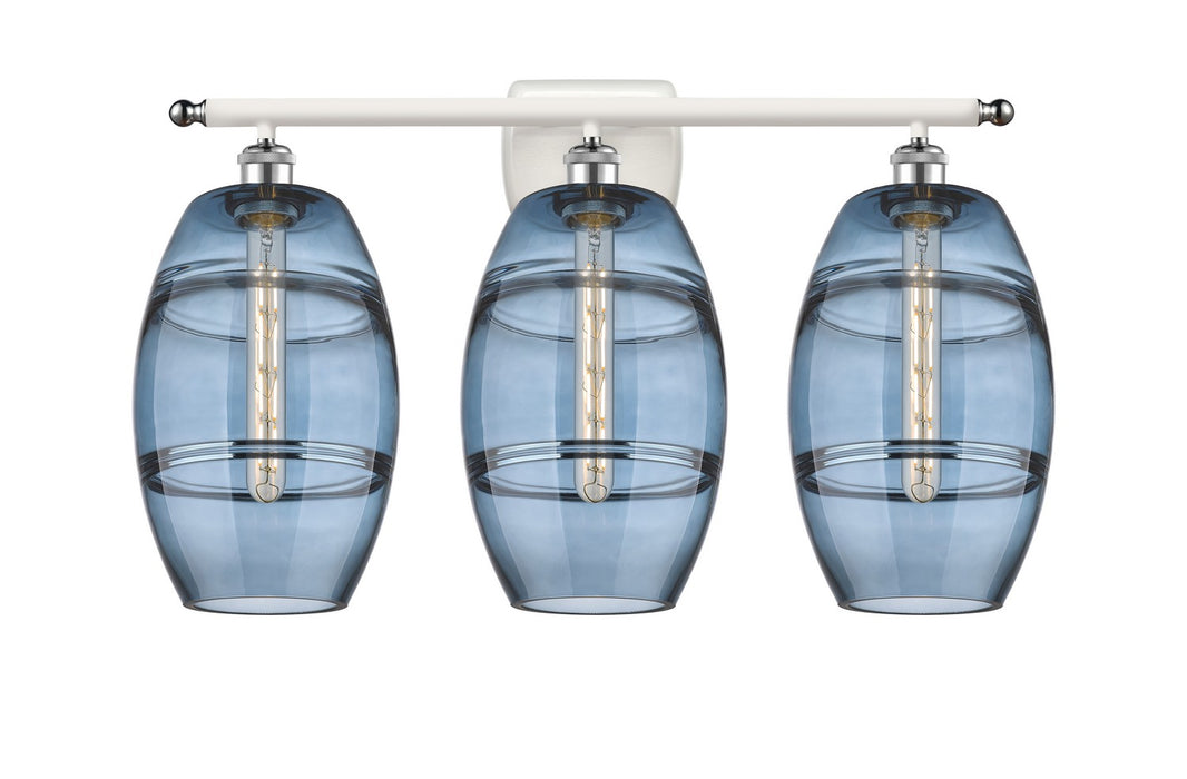 Innovations 516-3W-WPC-G557-8BL Three Light Bath Vanity, White Polished Chrome