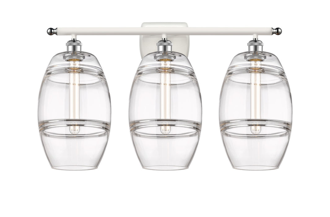 Innovations 516-3W-WPC-G557-8CL Three Light Bath Vanity, White Polished Chrome
