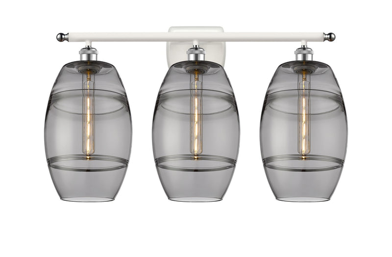 Innovations 516-3W-WPC-G557-8SM Three Light Bath Vanity, White Polished Chrome