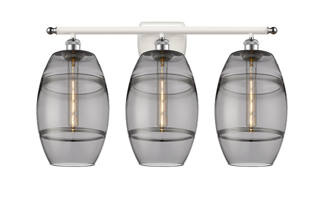 Innovations 516-3W-WPC-G557-8SM Three Light Bath Vanity, White Polished Chrome