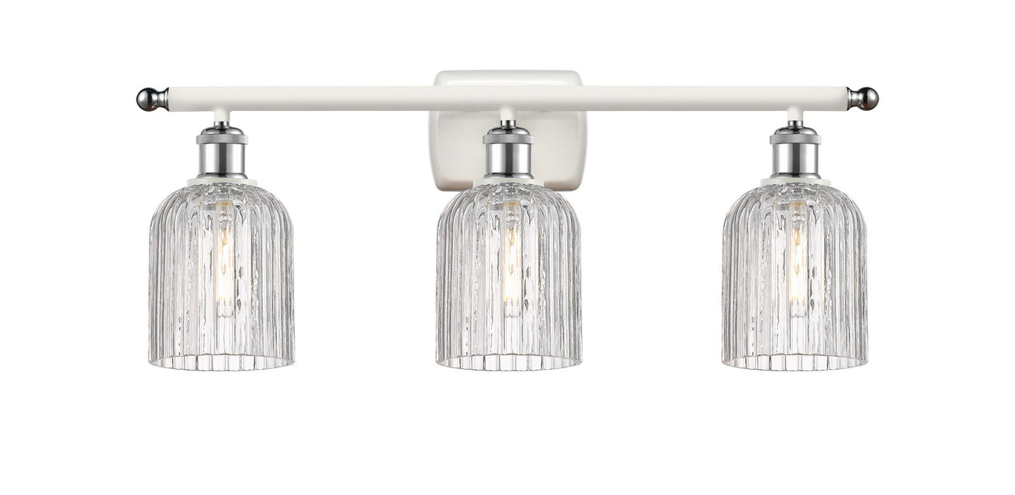 Innovations 516-3W-WPC-G559-5CL Three Light Bath Vanity, White Polished Chrome