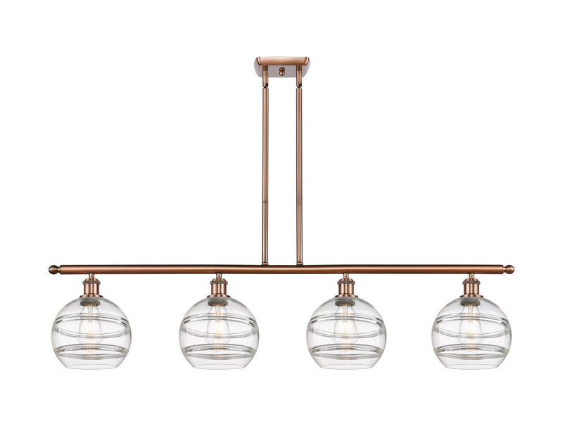 Innovations 516-4I-AC-G556-8CL Four Light Island Pendant, Antique Copper