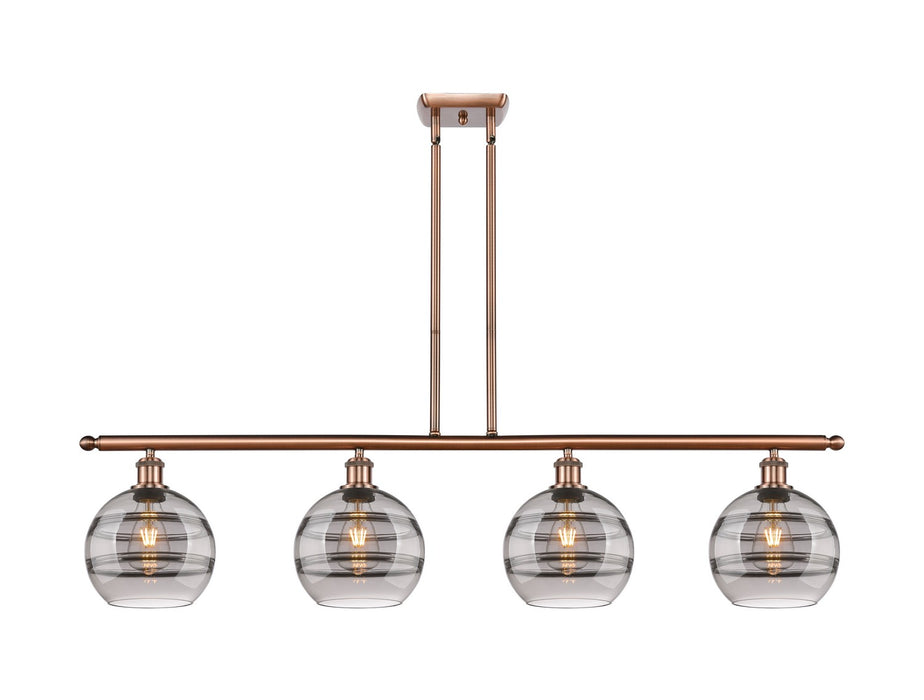 Innovations 516-4I-AC-G556-8SM Four Light Island Pendant, Antique Copper