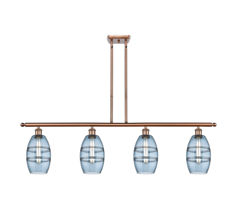Innovations 516-4I-AC-G557-6BL Four Light Island Pendant, Antique Copper