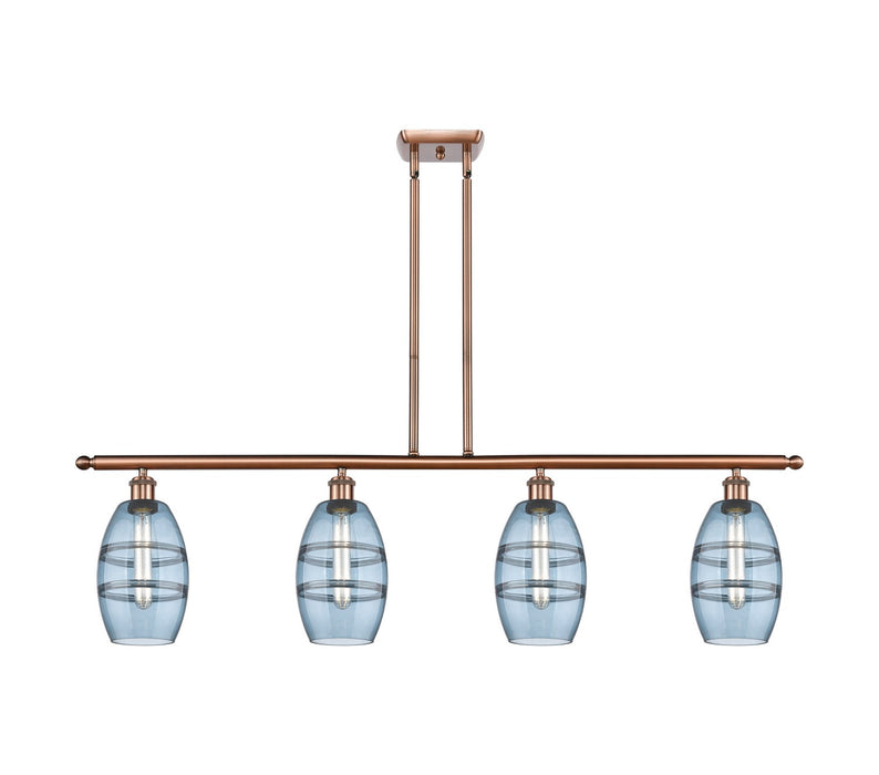 Innovations 516-4I-AC-G557-6BL Four Light Island Pendant, Antique Copper