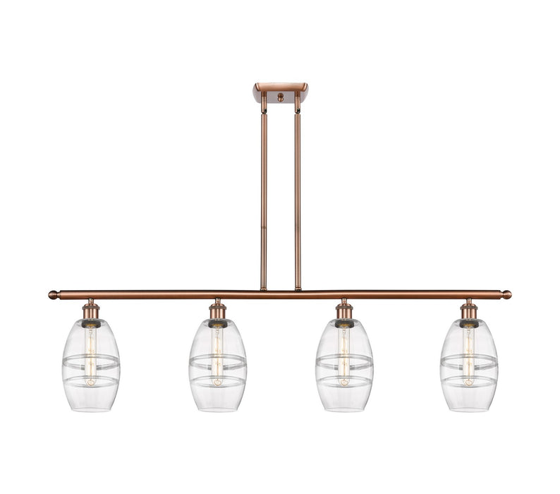 Innovations 516-4I-AC-G557-6CL Four Light Island Pendant, Antique Copper
