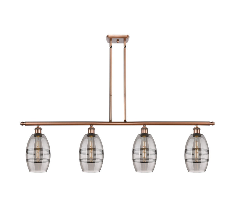 Innovations 516-4I-AC-G557-6SM Four Light Island Pendant, Antique Copper