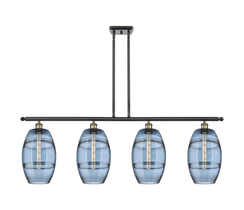 Innovations 516-4I-BAB-G557-8BL Four Light Island Pendant, Black Antique Brass