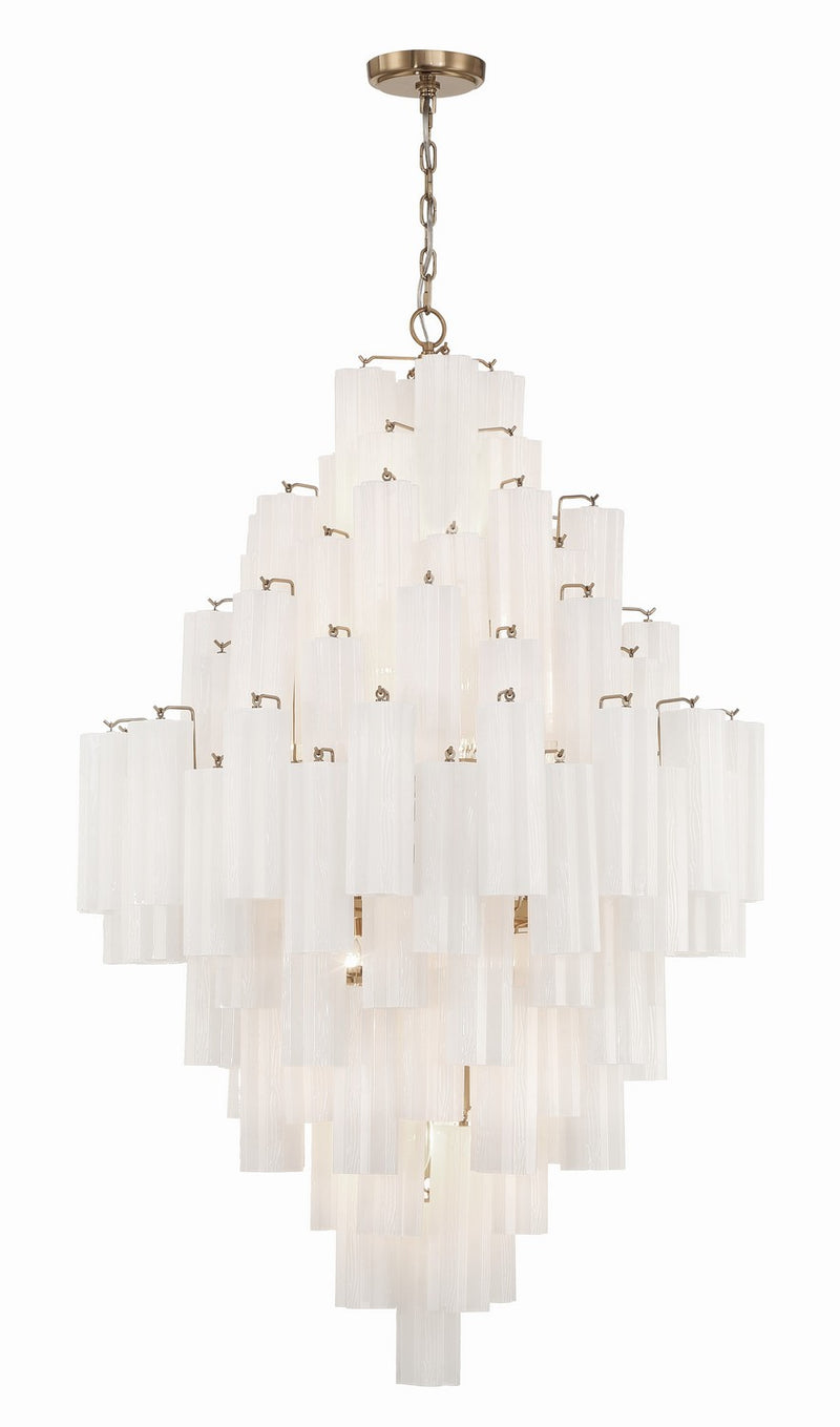 Crystorama ADD-319-AG-WH 20 Light Chandelier, Aged Brass