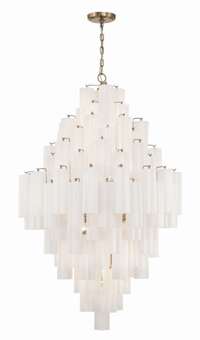 Crystorama ADD-319-AG-WH 20 Light Chandelier, Aged Brass