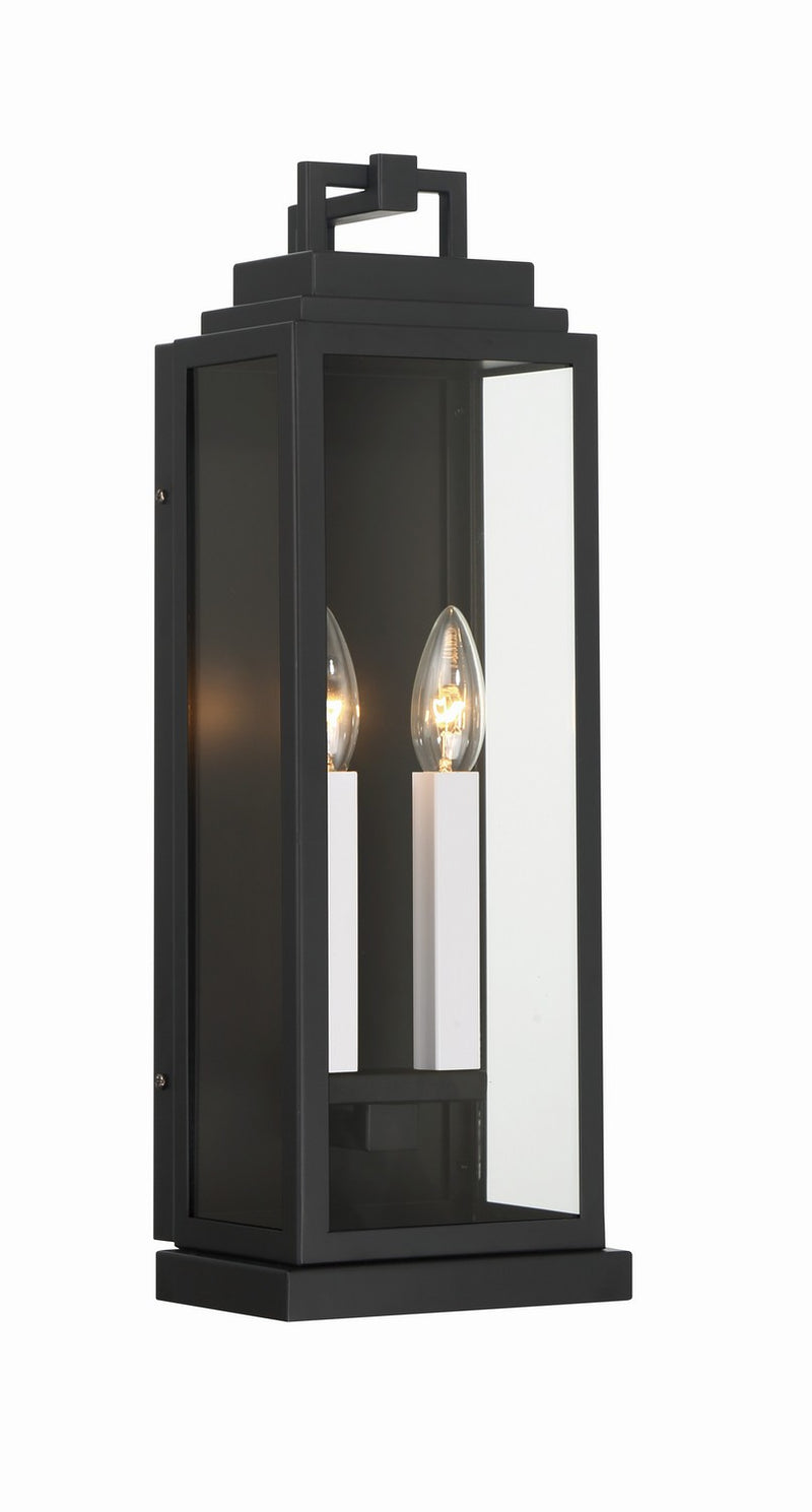 Crystorama ASP-8912-MK Two Light Outdoor Wall Sconce, Matte Black