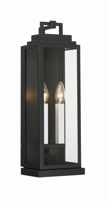 Crystorama ASP-8912-MK Two Light Outdoor Wall Sconce, Matte Black