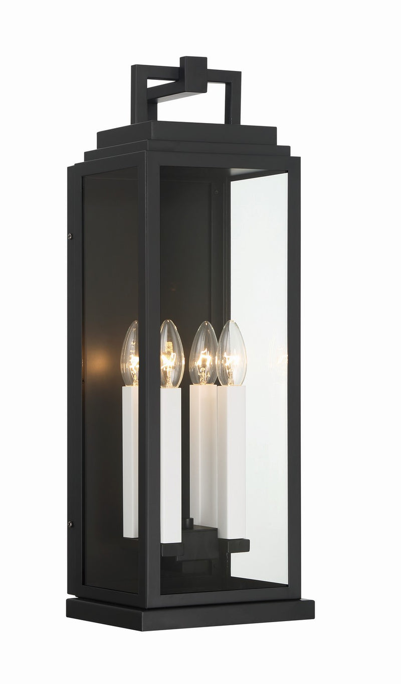 Crystorama ASP-8914-MK Four Light Outdoor Wall Sconce, Matte Black