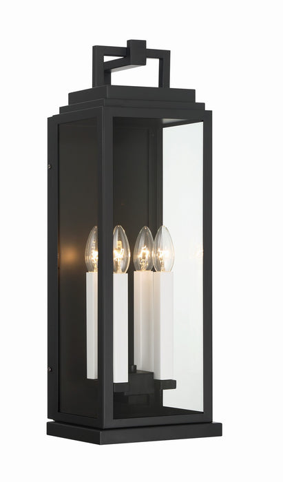 Crystorama ASP-8914-MK Four Light Outdoor Wall Sconce, Matte Black