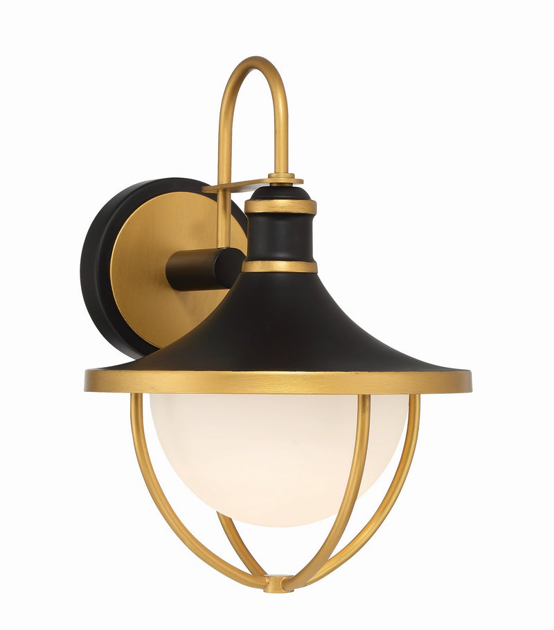 Crystorama ATL-701-MK-TG One Light Outdoor Wall Sconce, Matte Black + Textured Gold