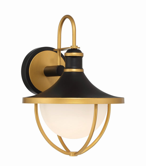 Crystorama ATL-701-MK-TG One Light Outdoor Wall Sconce, Matte Black + Textured Gold