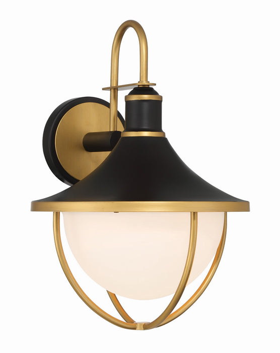 Crystorama ATL-702-MK-TG One Light Outdoor Wall Sconce, Matte Black + Textured Gold
