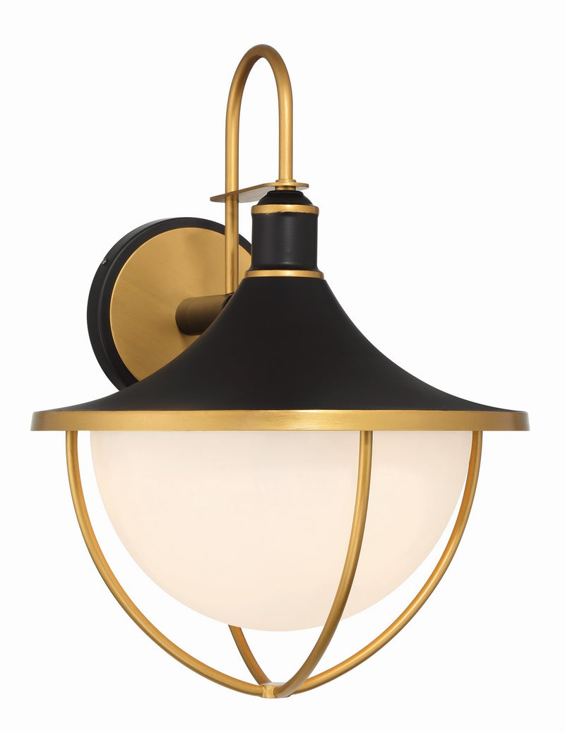 Crystorama ATL-703-MK-TG Three Light Outdoor Wall Sconce, Matte Black + Textured Gold