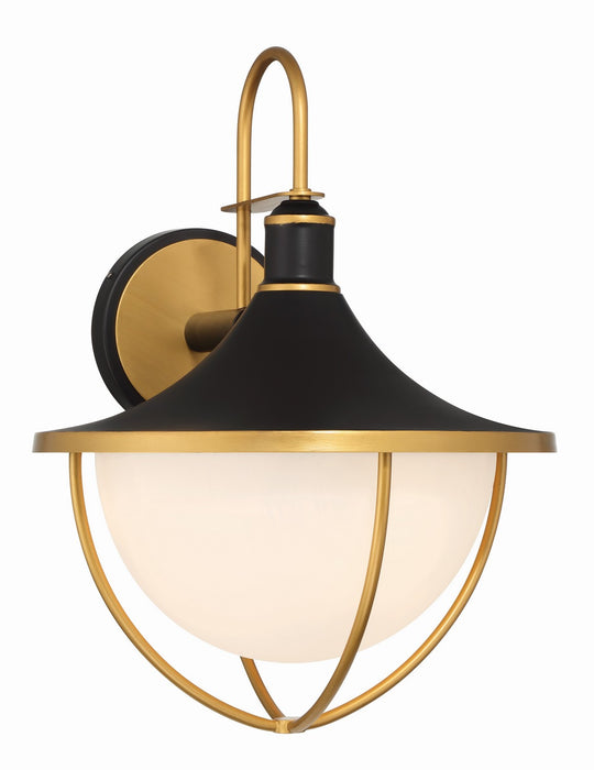 Crystorama ATL-703-MK-TG Three Light Outdoor Wall Sconce, Matte Black + Textured Gold