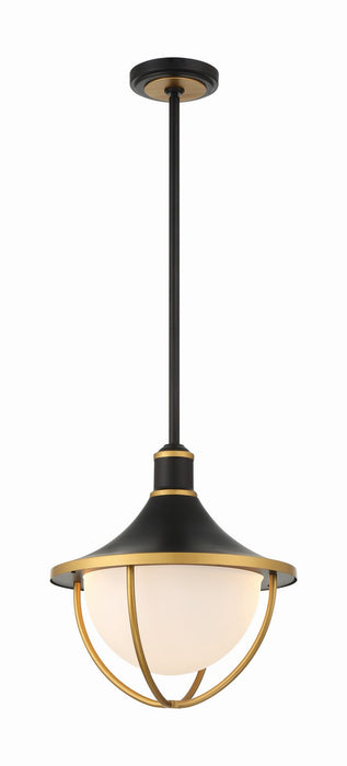 Crystorama ATL-705-MK-TG Three Light Outdoor Pendant, Matte Black + Textured Gold
