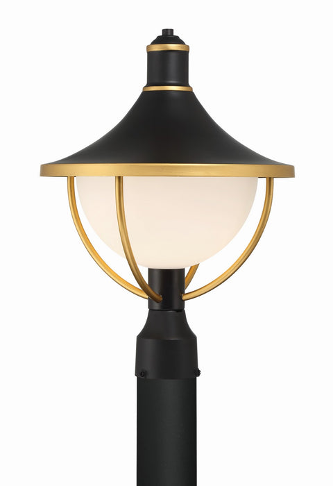 Crystorama ATL-709-MK-TG One Light Outdoor Post Mount, Matte Black + Textured Gold