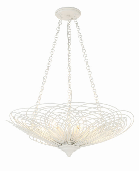 Crystorama DOR-B7706-MT Six Light Chandelier, Matte White