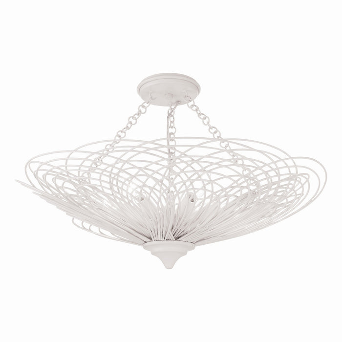 Crystorama DOR-B7706-MT_CEILING Six Light Semi Flush Mount, Matte White