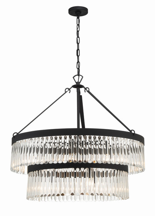 Crystorama EMO-5408-BF Nine Light Chandelier, Black Forged